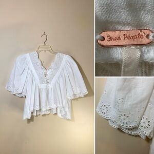 🔥HP🔥Free People Costa eyelet white , loose fit top. Size XSP